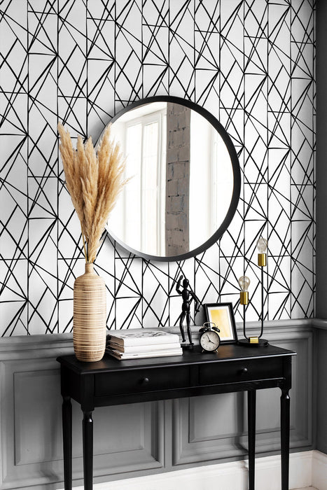 NextWall Quartz Geo Black & White Wallpaper NW42500