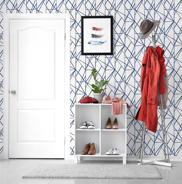 NextWall Quartz Geo Navy Blue Wallpaper Sample NW42502