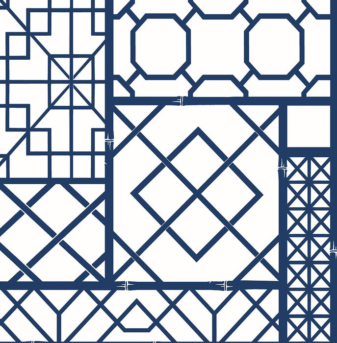 NextWall Garden Trellis Navy Blue Wallpaper NW42602