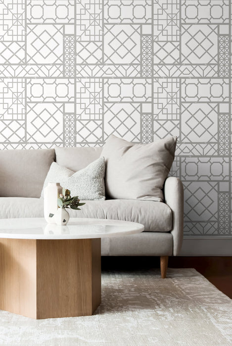 NextWall Garden Trellis Harbor Grey Wallpaper NW42605