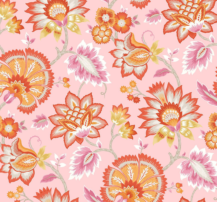 NextWall Jacobean Blossom Floral Bubblegum Pink Wallpaper Sample NW42706