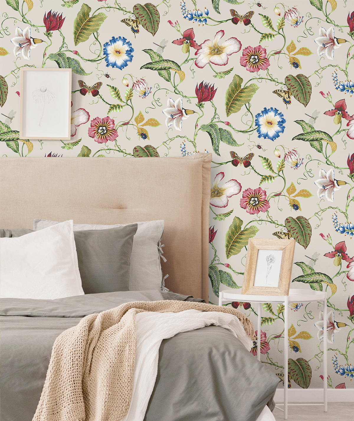 NextWall Summer Garden Floral Raspberry & Chartreuse Wallpaper NW43001