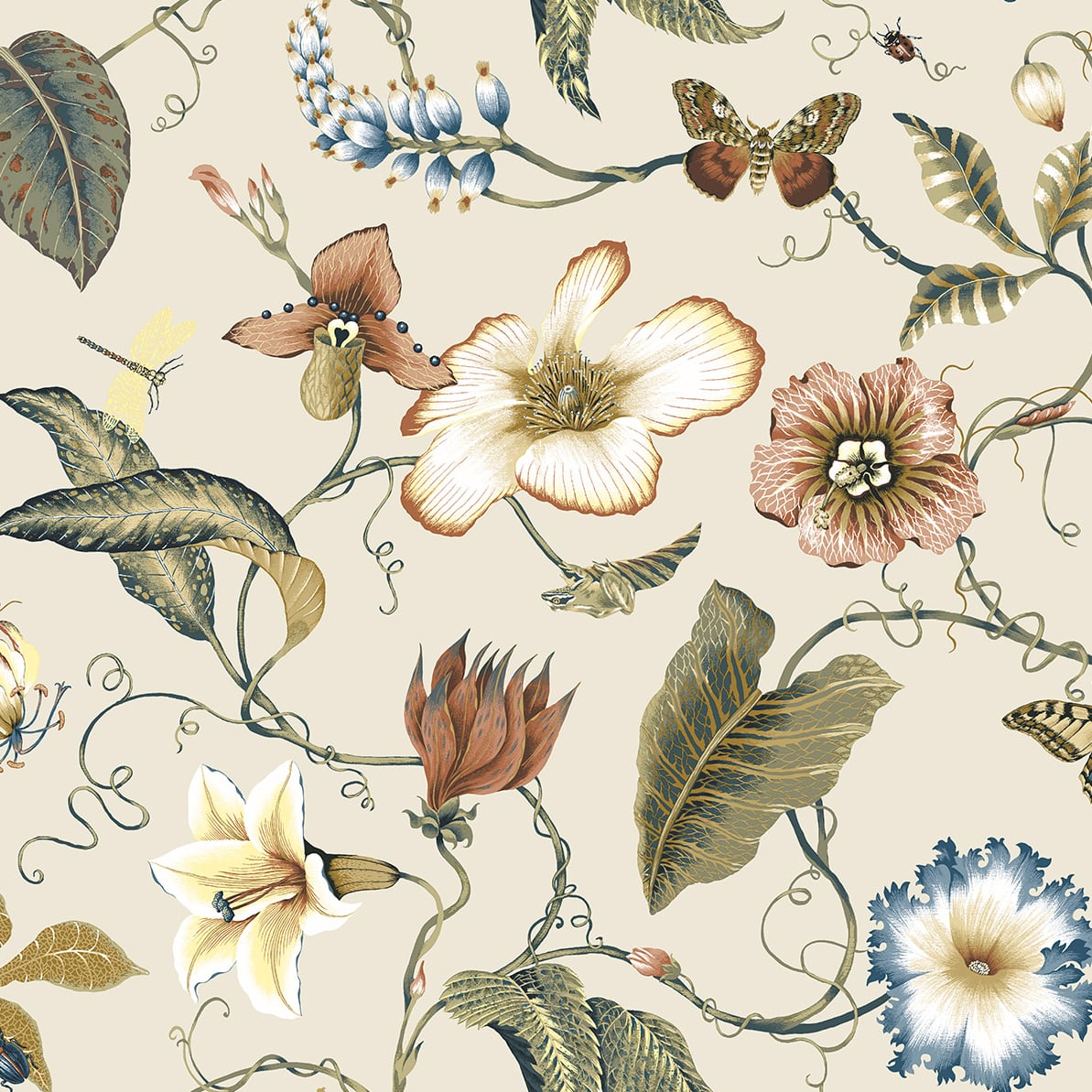 NextWall Summer Garden Floral Alabaster Wallpaper Sample NW43005