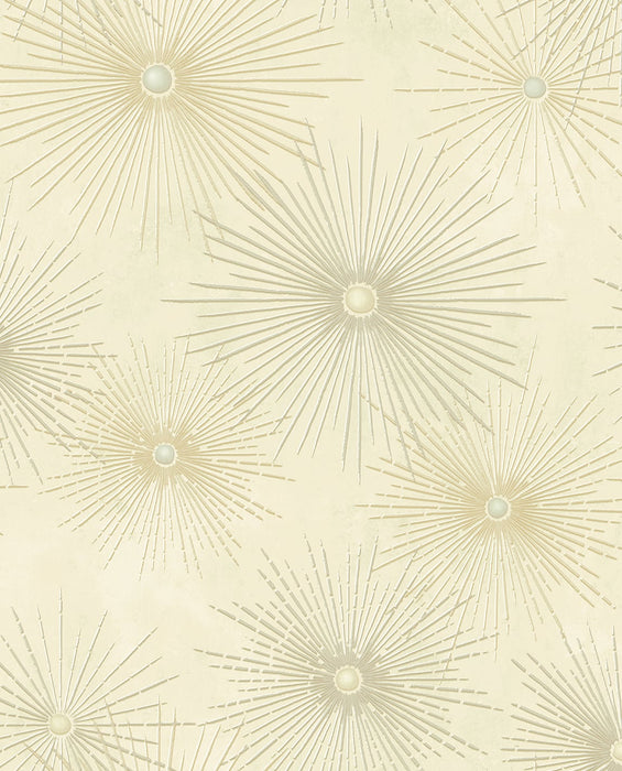 NextWall Starburst Geo Ivory & Metallic Gold Wallpaper Sample NW43103