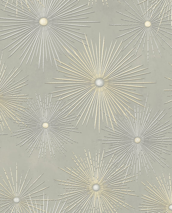 NextWall Starburst Geo Silversmoke & Metallic Gold Wallpaper NW43105