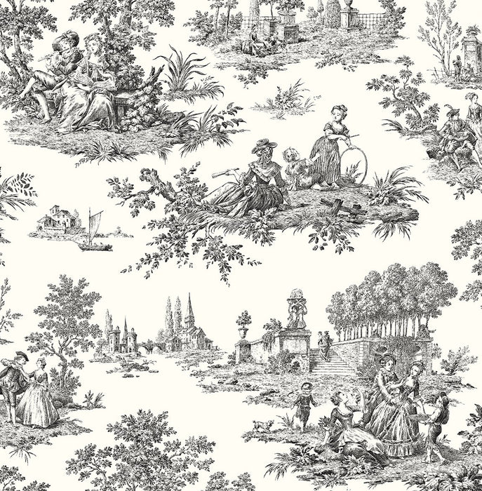 NextWall Chateau Toile Inkwell Wallpaper Sample NW43300