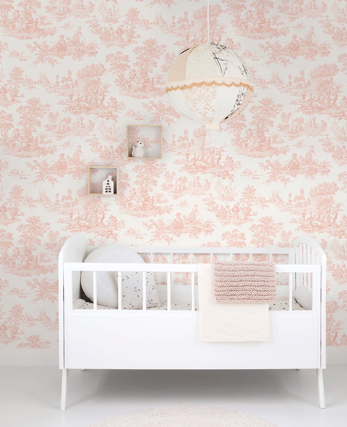 NextWall Chateau Toile Blush Wallpaper Sample NW43301