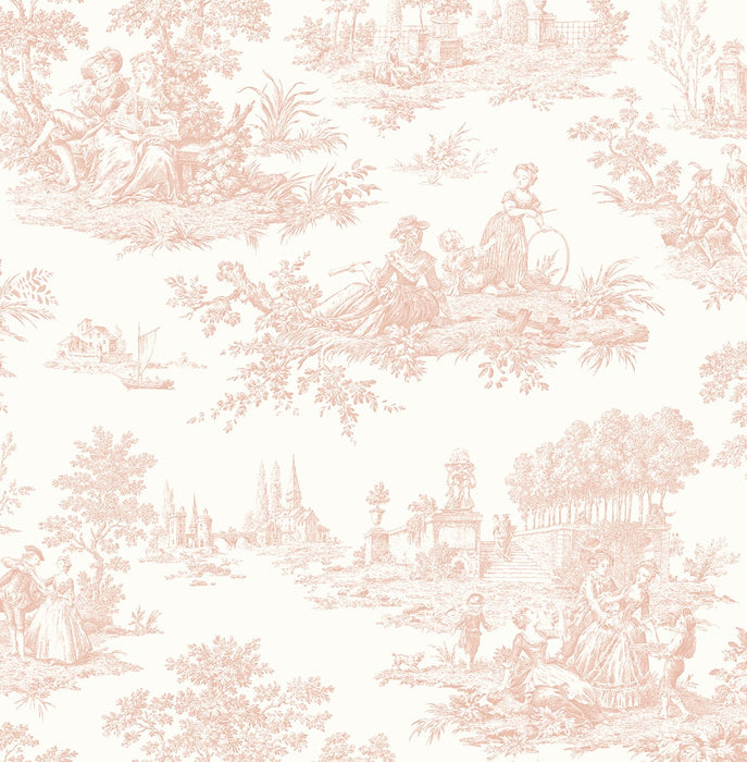 NextWall Chateau Toile Blush Wallpaper NW43301