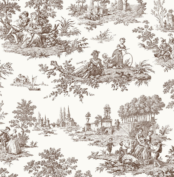 NextWall Chateau Toile Sable Brown Wallpaper NW43307