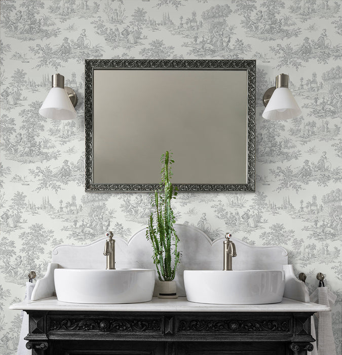 NextWall Chateau Toile Argos Grey Wallpaper Sample NW43308