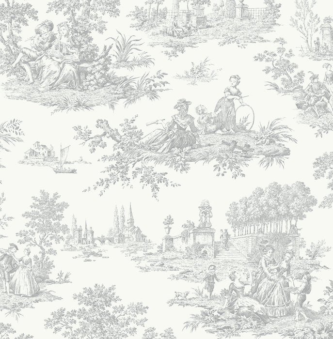 NextWall Chateau Toile Argos Grey Wallpaper NW43308