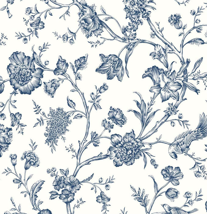 NextWall Jasmine Chinoiserie Navy Blue Wallpaper NW43402