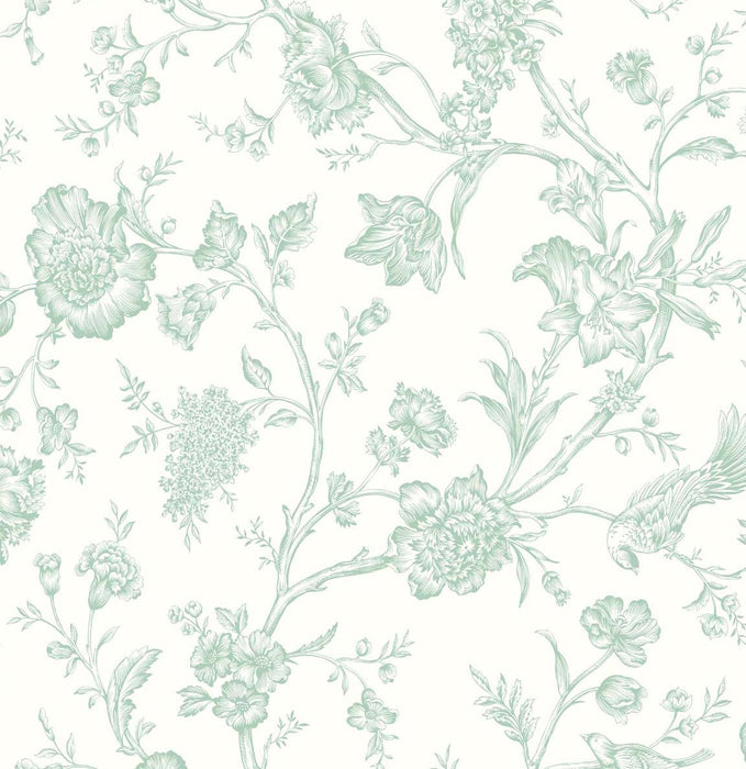 NextWall Jasmine Chinoiserie Seaglass Wallpaper Sample NW43404