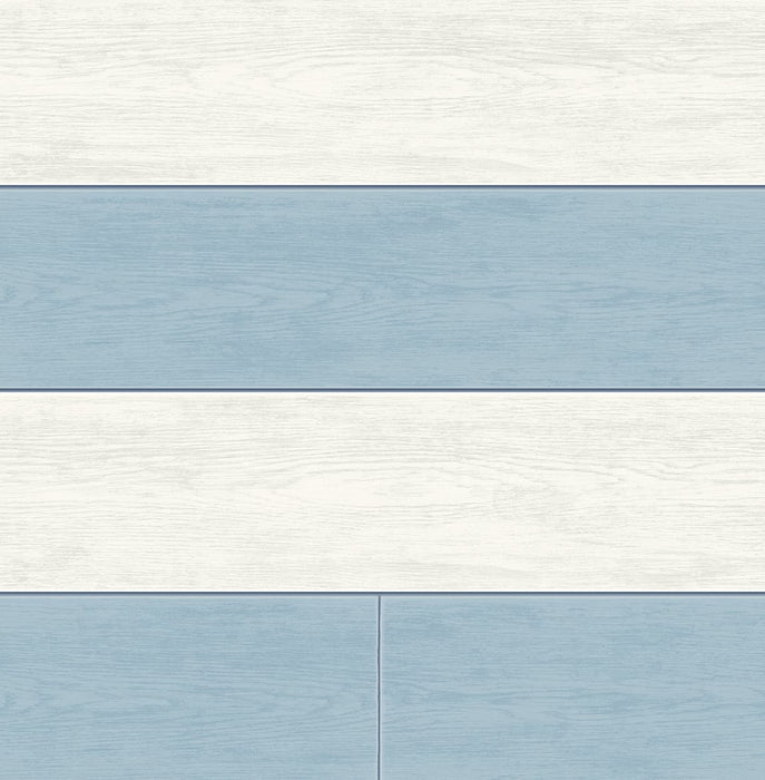 NextWall Two Toned Shiplap Carolina Blue Wallpaper NW43502