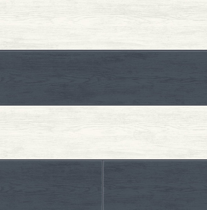 NextWall Two Toned Shiplap Navy Blue Wallpaper Sample NW43512