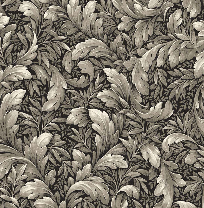 NextWall Acanthus Trail Charcoal Wallpaper Sample NW43600