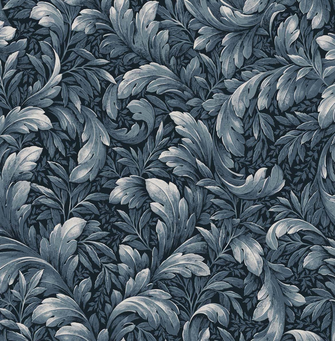 NextWall Acanthus Trail Navy Blue Wallpaper NW43602