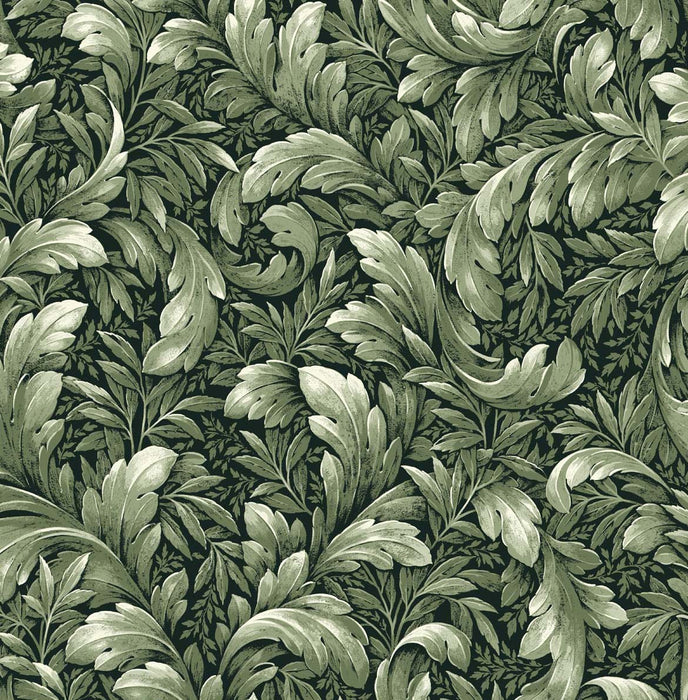 NextWall Acanthus Trail Forest Green Wallpaper NW43604