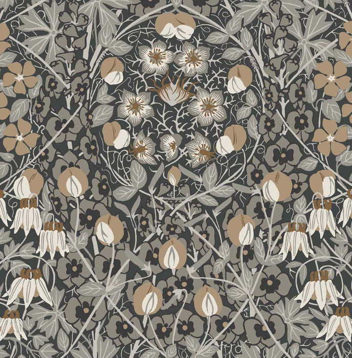 NextWall Tulip Garden Wrought Iron & Chamois Wallpaper Sample NW43805