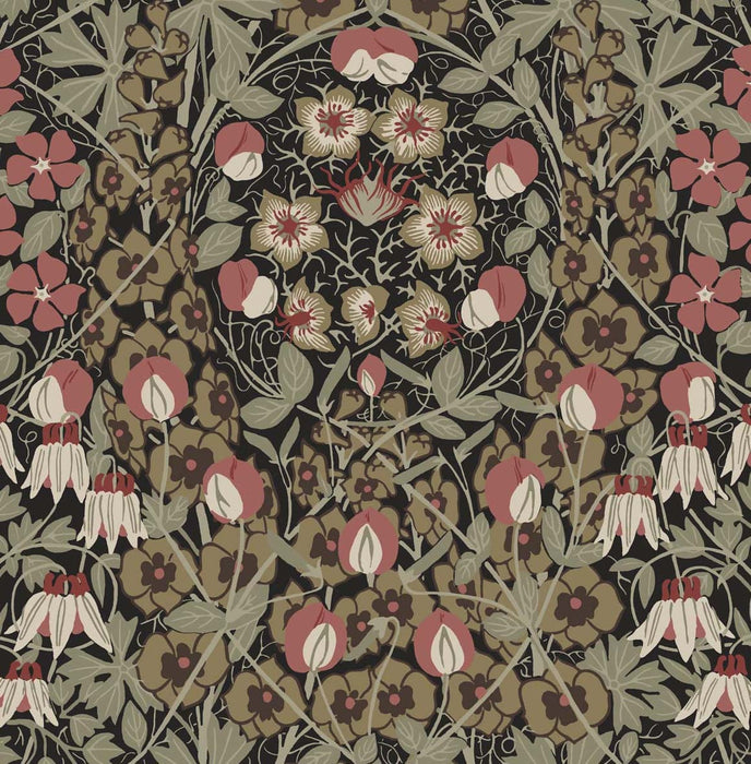 NextWall Tulip Garden Ebony & Red Clay Wallpaper Sample NW43806