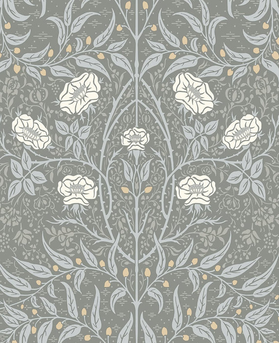 NextWall Stenciled Floral Alloy Grey Wallpaper NW43908