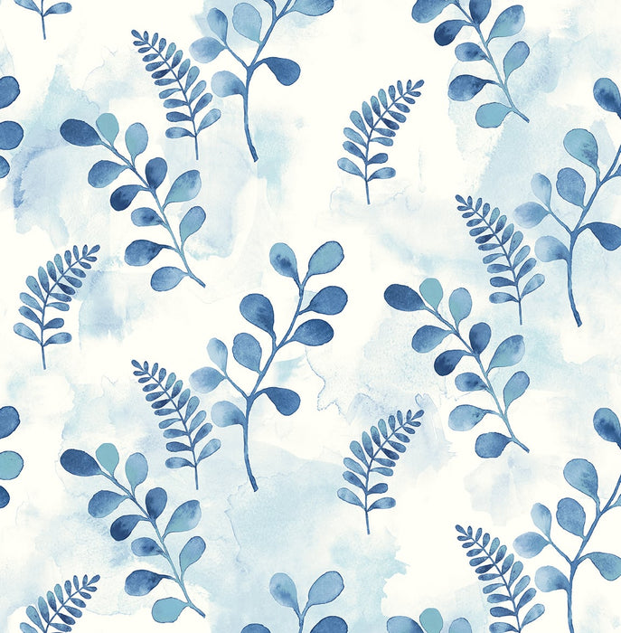 NextWall Woodland Walk Marine Blue Wallpaper Sample NW44102