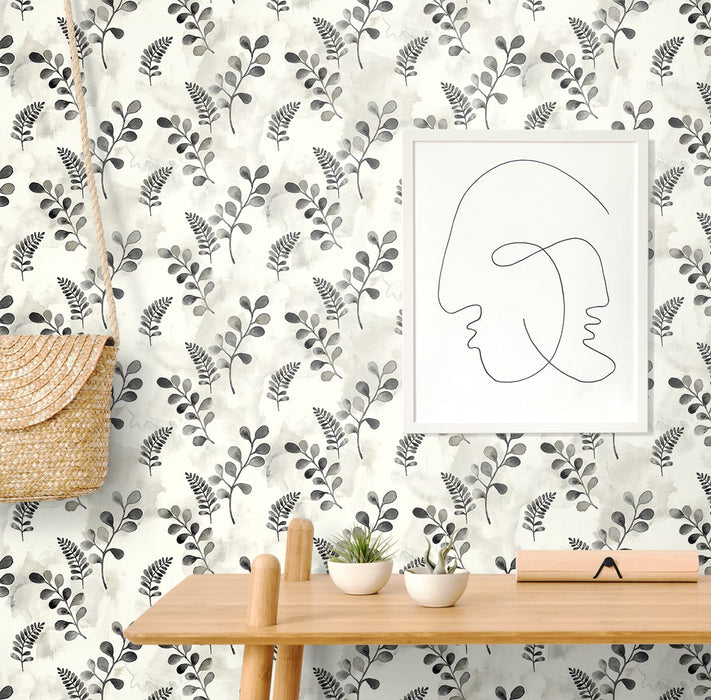 NextWall Woodland Walk Steel Grey  Wallpaper Sample NW44105