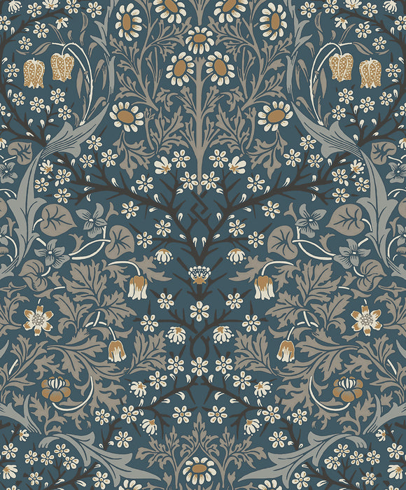 NextWall Victorian Garden Aegean Blue & Warm Stone Wallpaper NW44512