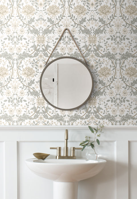 NextWall Honeysuckle Trail Ivory & Grey Wallpaper Sample NW44600