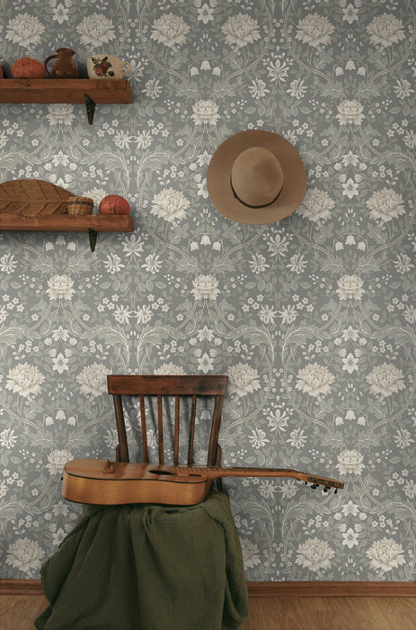 NextWall Honeysuckle Trail Daydream Grey Wallpaper Sample NW44608