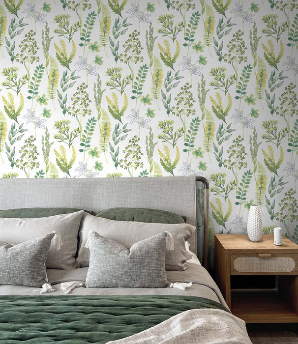 NextWall Wild Garden Lemon Lime Wallpaper Sample NW45412