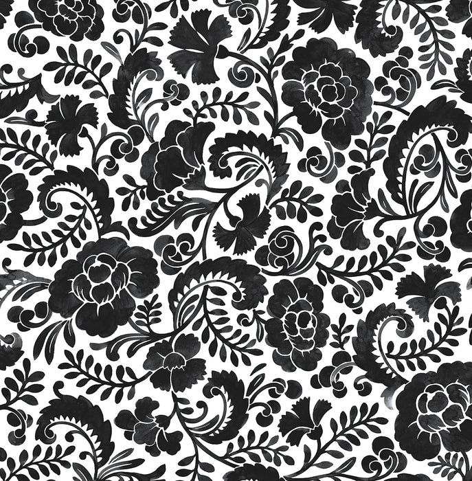 NextWall Tonal Paisley Dark Ash Wallpaper Sample NW45500