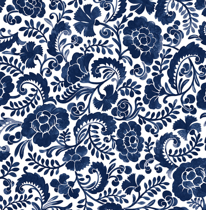 NextWall Tonal Paisley Navy Wallpaper Sample NW45502