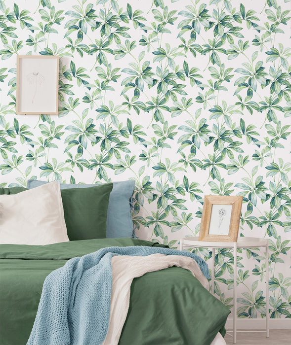 NextWall Leaf Trail Seaglass Wallpaper Sample NW45604