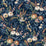 NextWall Vintage Floral Navy Blue Wallpaper Sample NW45702