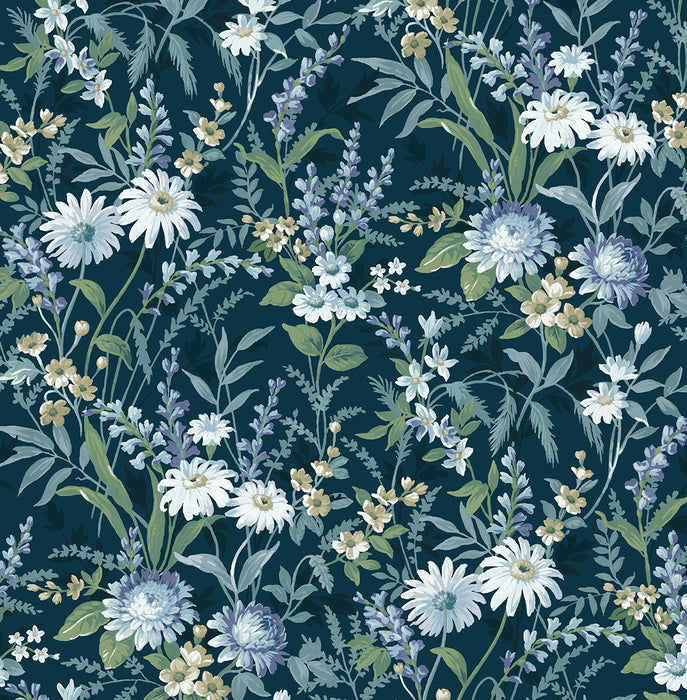 NextWall Vintage Floral Teal Wallpaper Sample NW45712