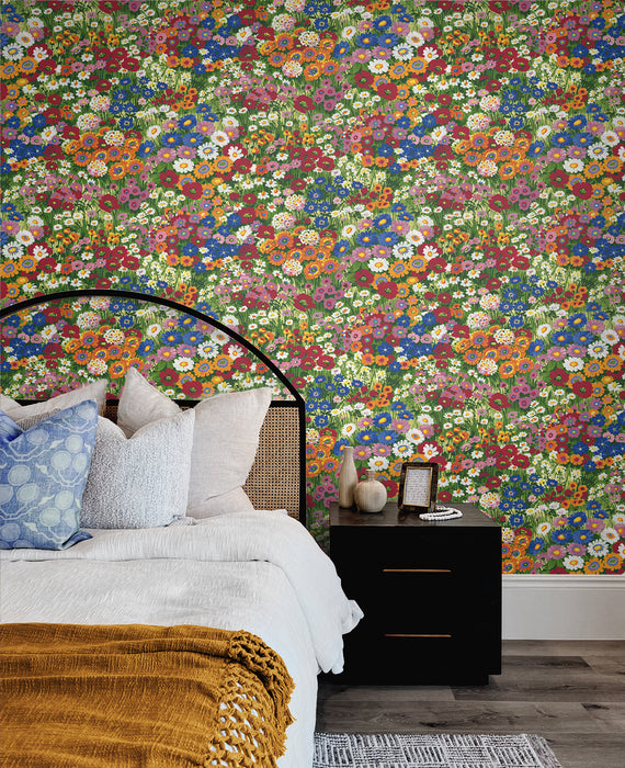 NextWall Floral Meadow Multicolored Wallpaper Sample NW46101