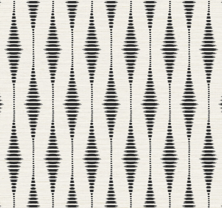 NextWall Striped Ikat Ebony & Linen Wallpaper Sample NW46410