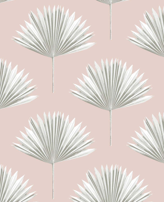 NextWall Tropical Fan Palm Pink Mist Wallpaper Sample NW46501