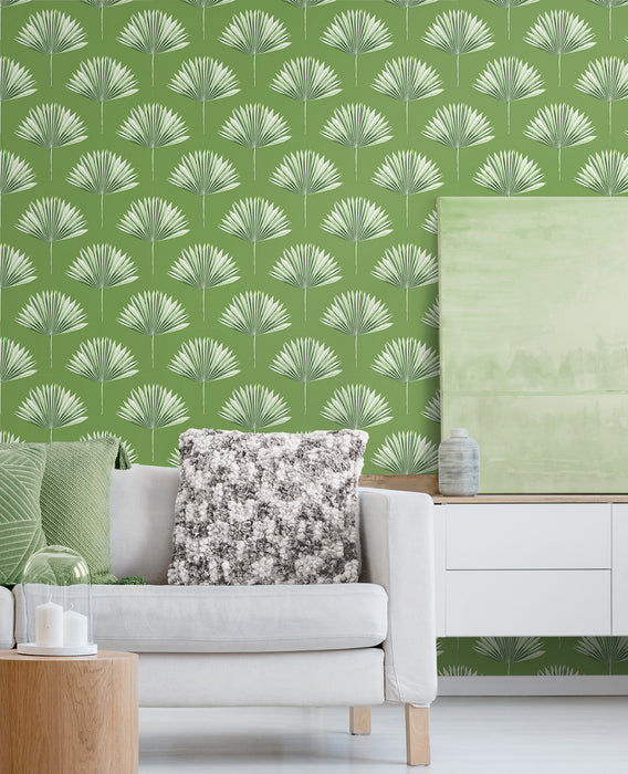 NextWall Tropical Fan Palm Green Sprout Wallpaper Sample NW46504