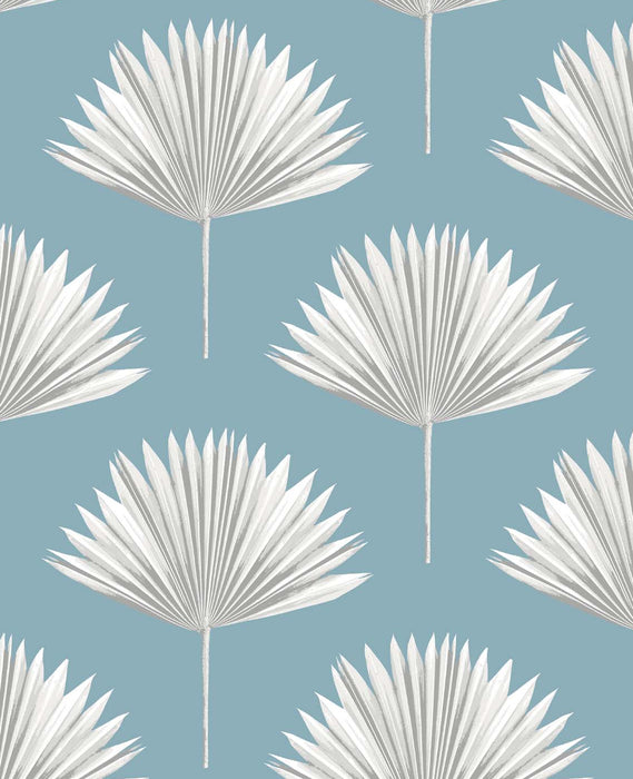 NextWall Tropical Fan Palm Blue Patina Wallpaper Sample NW46512