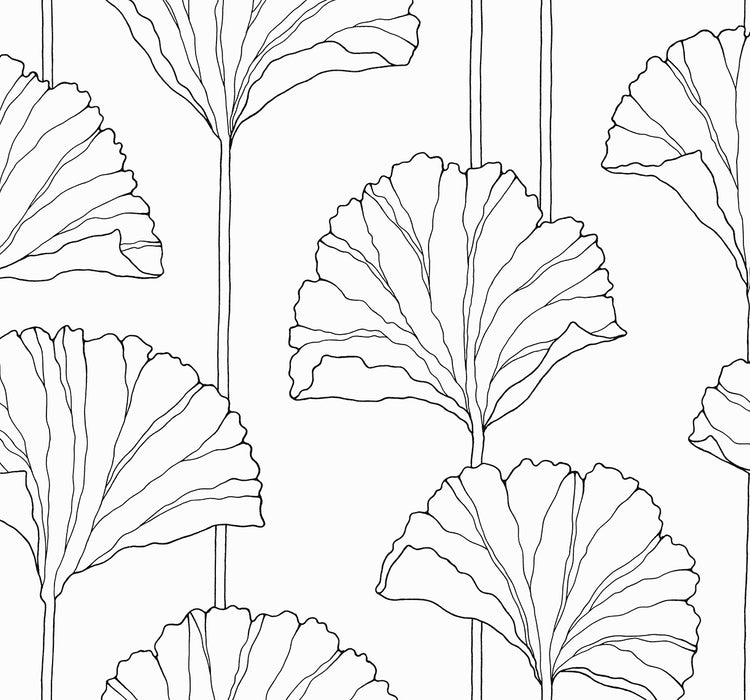 NextWall Gingko Leaf Ebony Wallpaper Sample NW47200