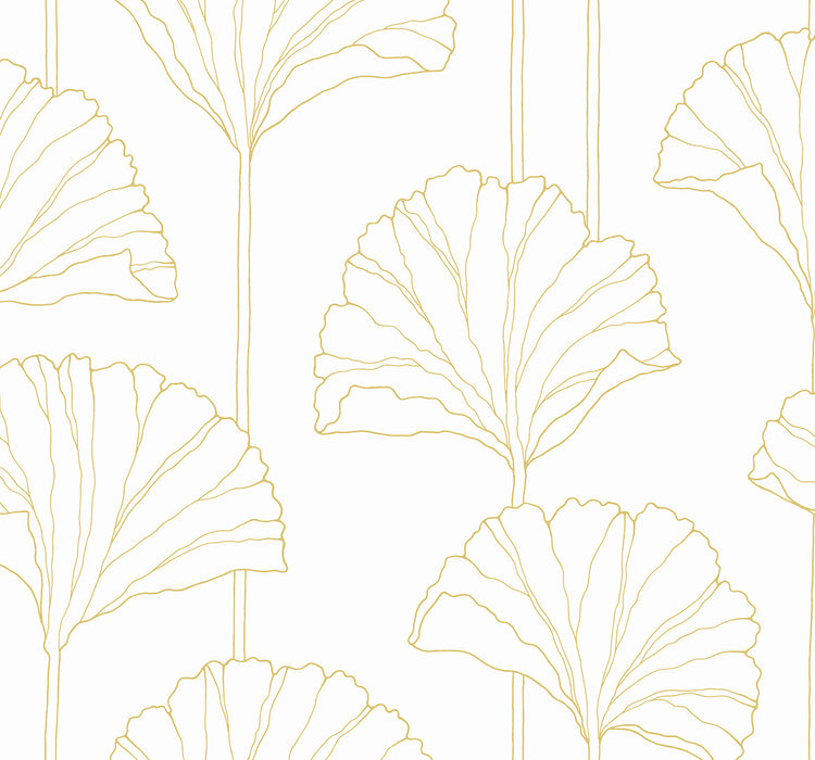 NextWall Gingko Leaf Metallic Gold Wallpaper Sample NW47205