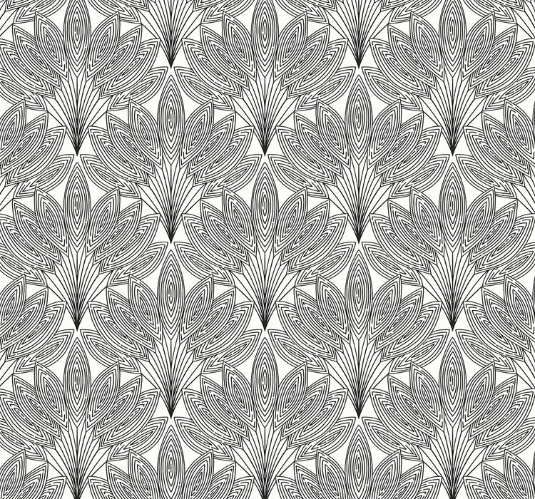 NextWall Peacock Leaves Ebony Wallpaper Sample NW47300