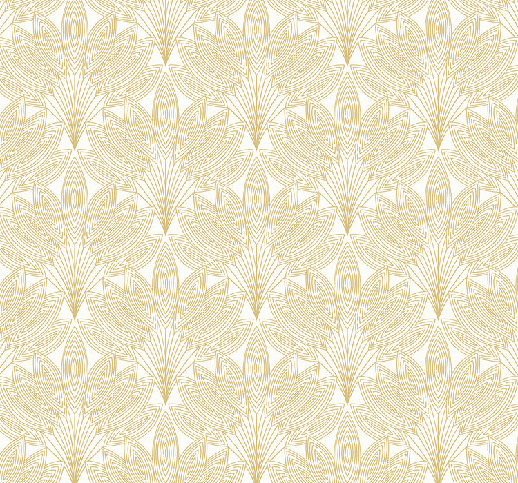 NextWall Peacock Leaves Metallic Gold Wallpaper Sample NW47305