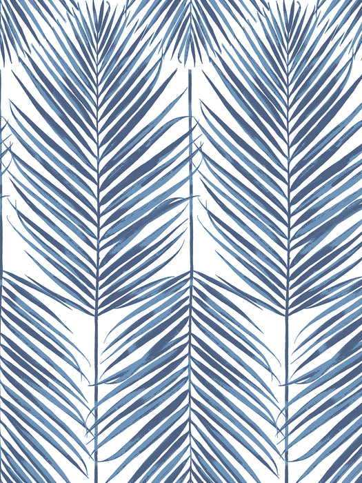 NextWall Paradise Palms  Coastal Blue Wallpaper Sample NW47402