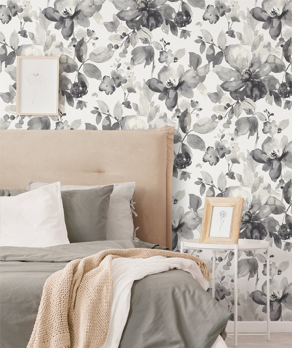 NextWall Watercolor Flower Inkwell Wallpaper Sample NW47800