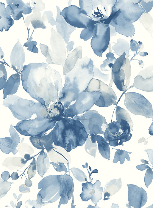 NextWall Watercolor Flower Bluestone Wallpaper Sample NW47802