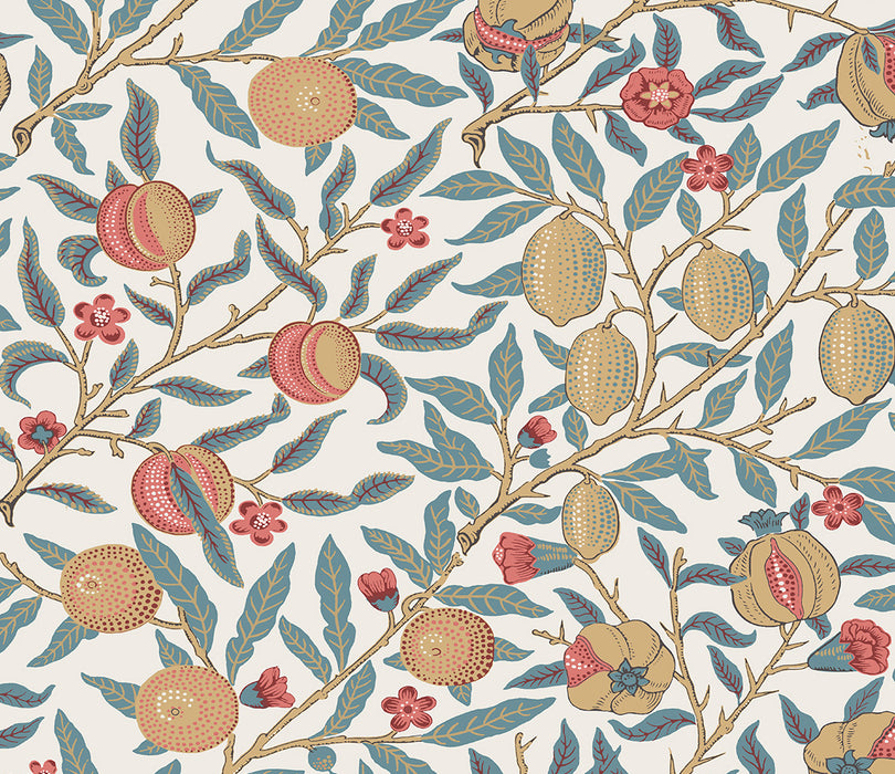 NextWall Pomegranate Moonstone Blue & Light Ochre Wallpaper Sample NW48004