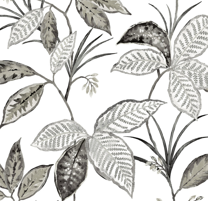 NextWall Boho Leaf Trail Greystone Wallpaper NW48300